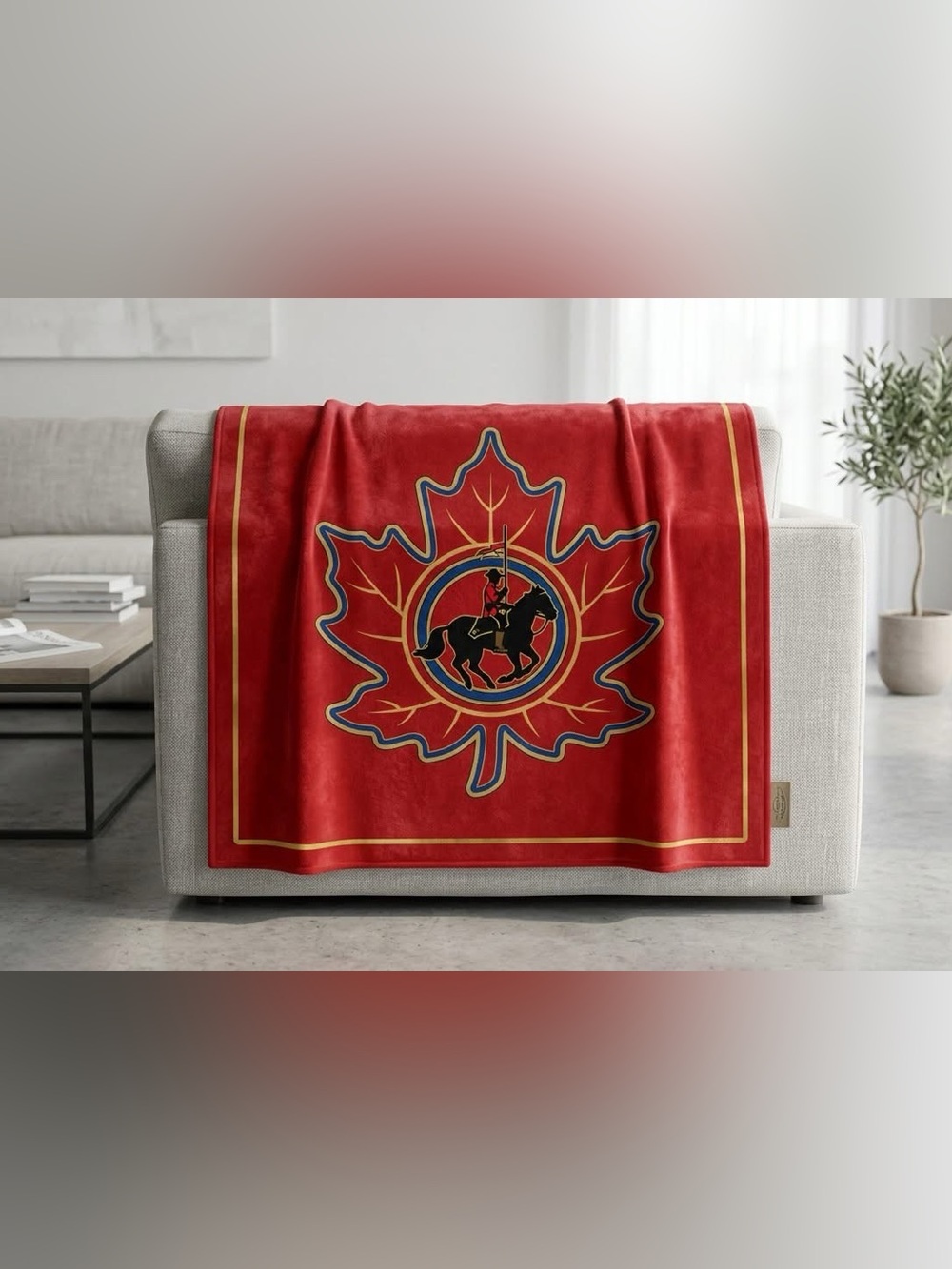 Royal Canadian Mounted Police Throw Blanket with Equestrian Crest